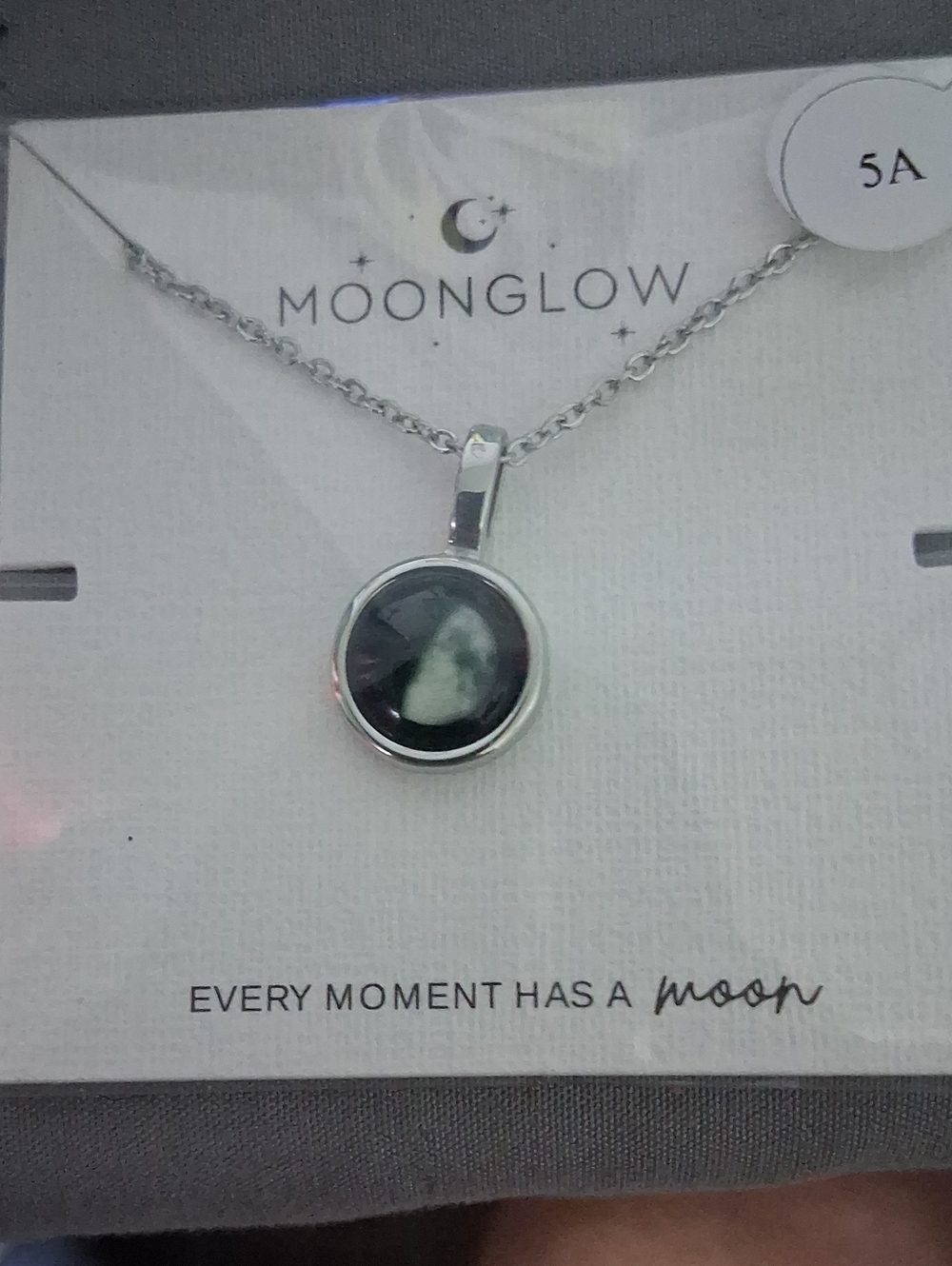 Moonglow Silver Moon Pendant Necklace - Black and White